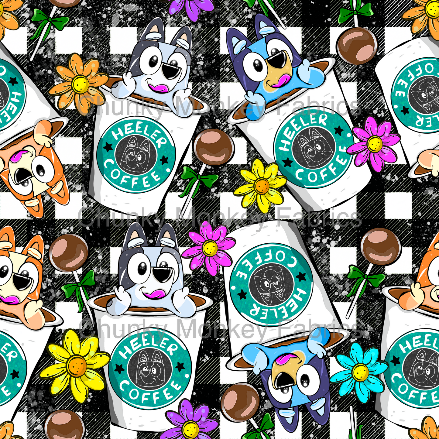 Sammy Designs- Bingo Bluey Muffin Plaid Coffee