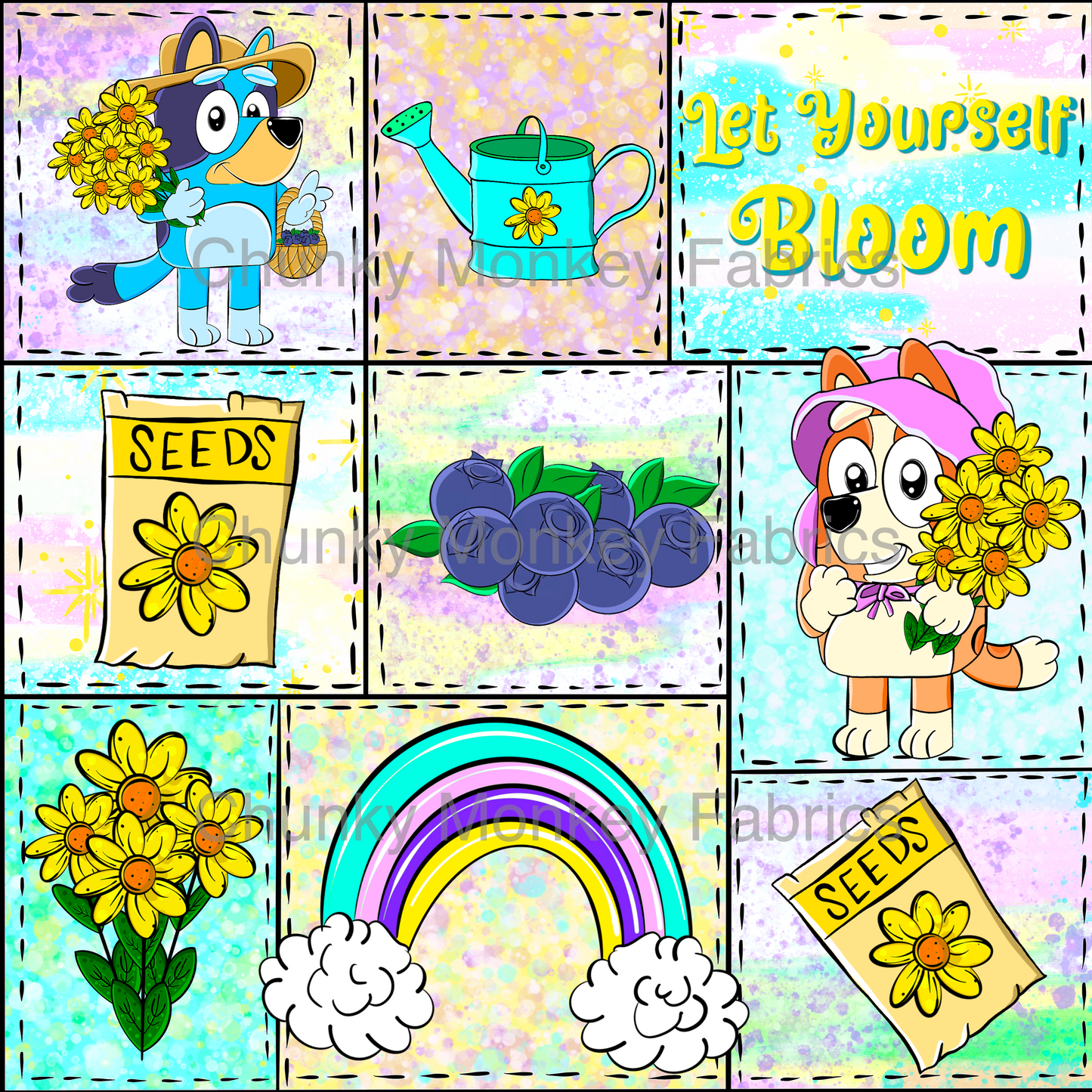 Sammy Designs- Bluey summer garden quilt