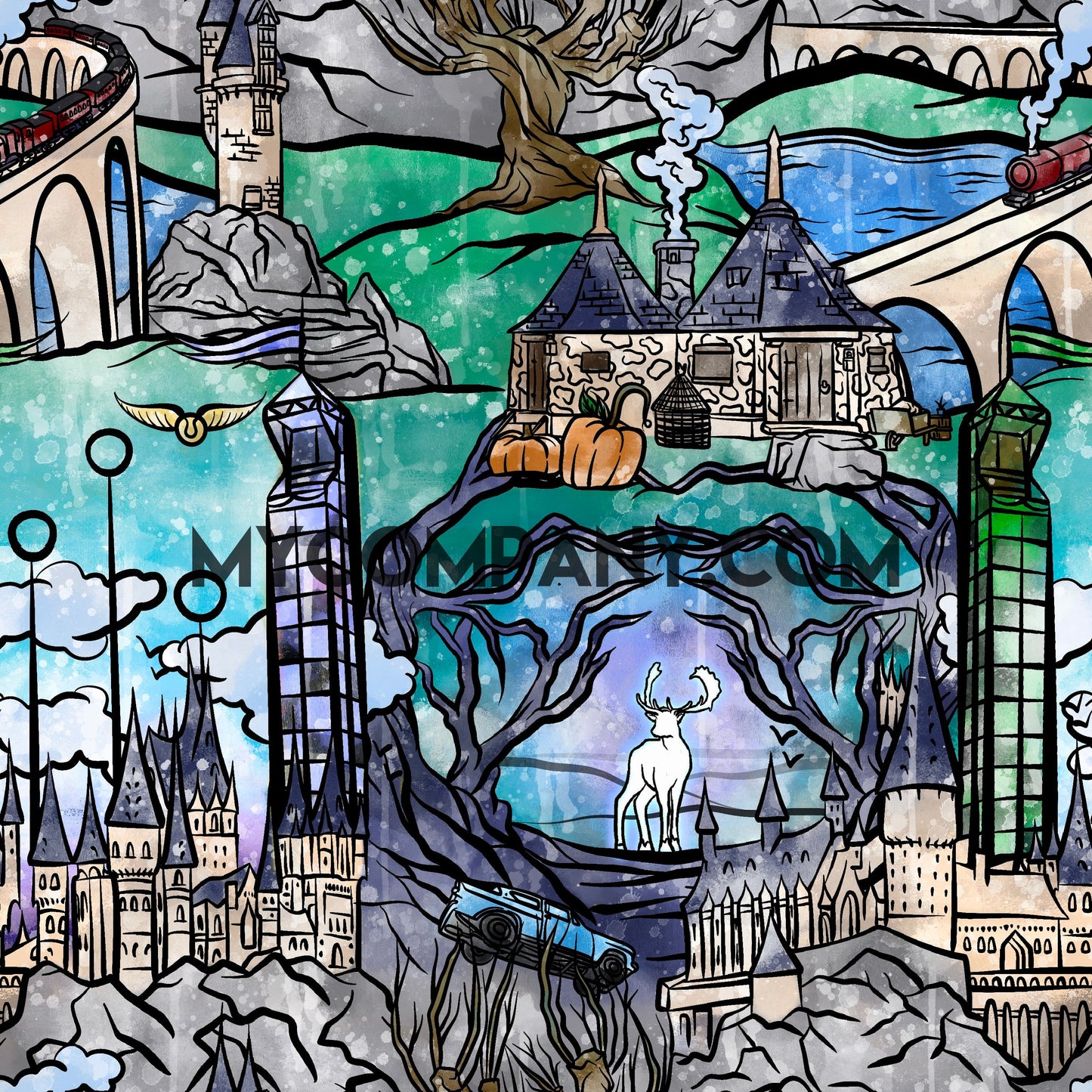 Grey Skies Custom Graphics Hogwarts Grounds