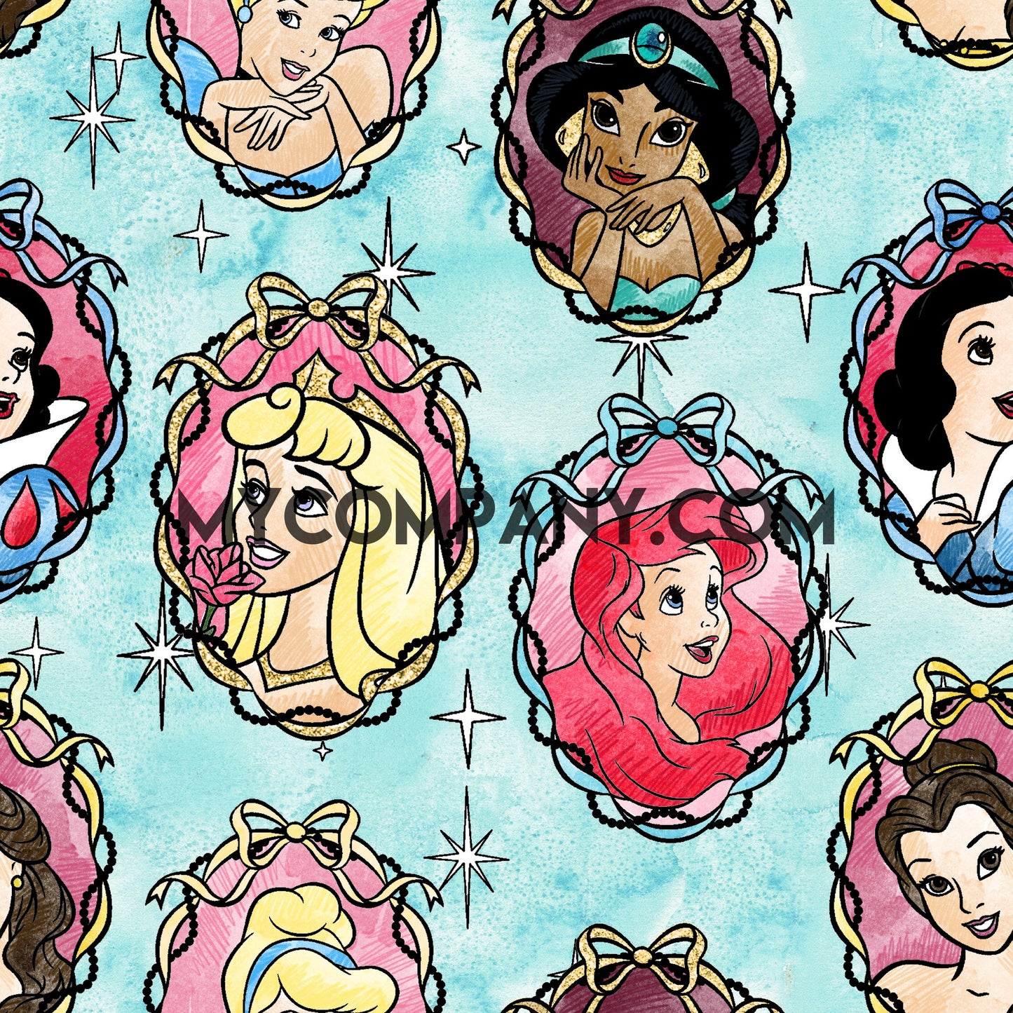 Grey Skies Custom Graphics Princess Mashup on Blue