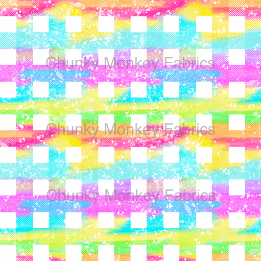Sammy Designs- Rainbow plaid splatter