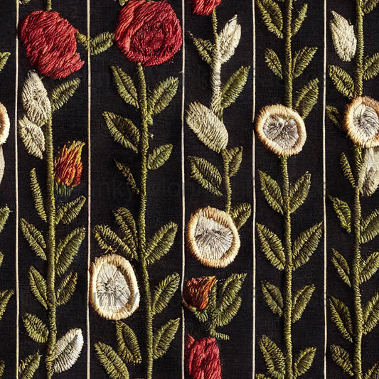 Occult Goddest Embroidery - Floral Stripes