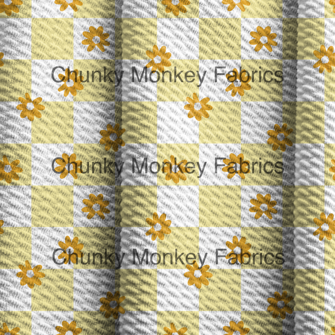 Brittany Frost Designs Retro Yellow Butterfly Checkers