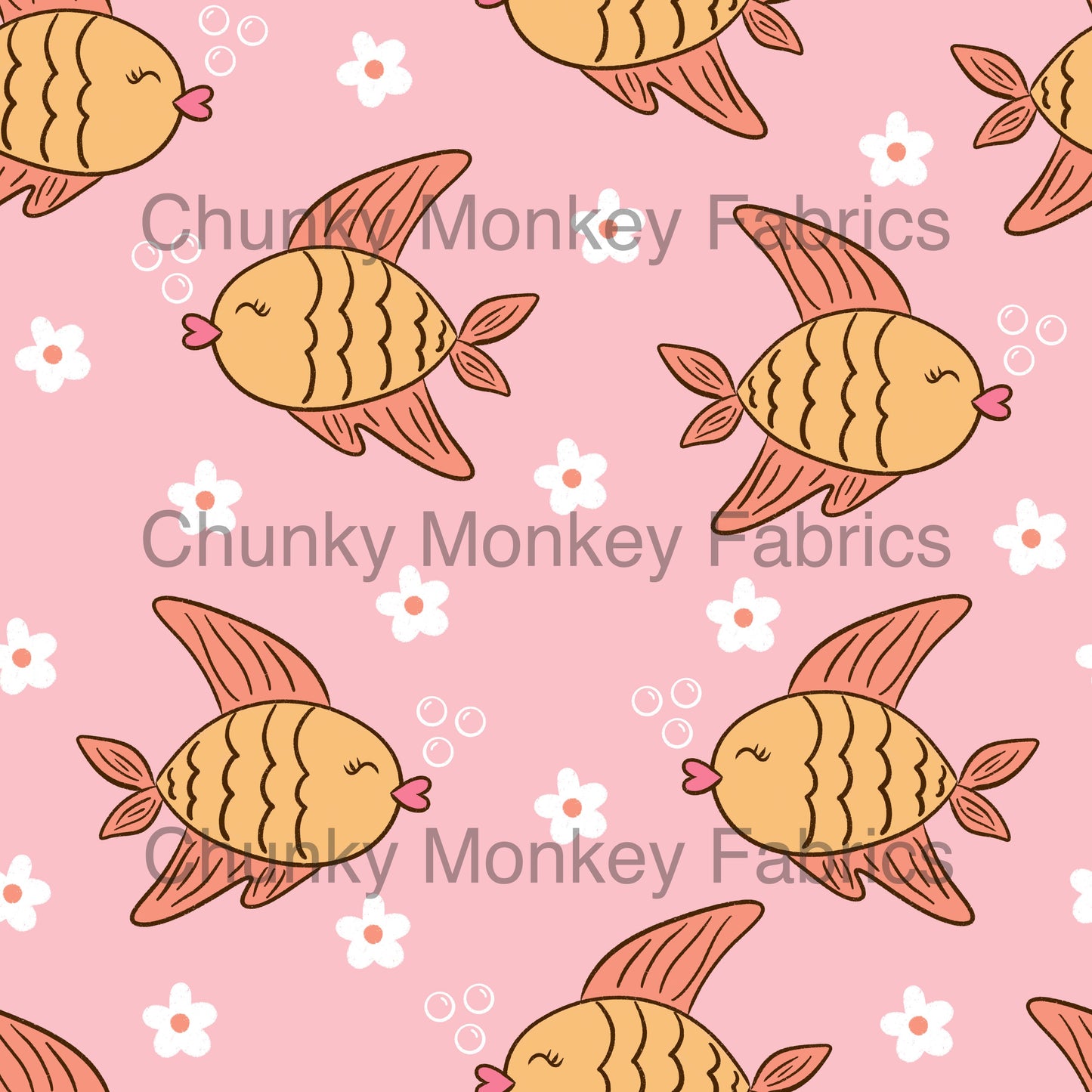 Flower & Vine - Under the Sea Collection - Angelfish on Pink